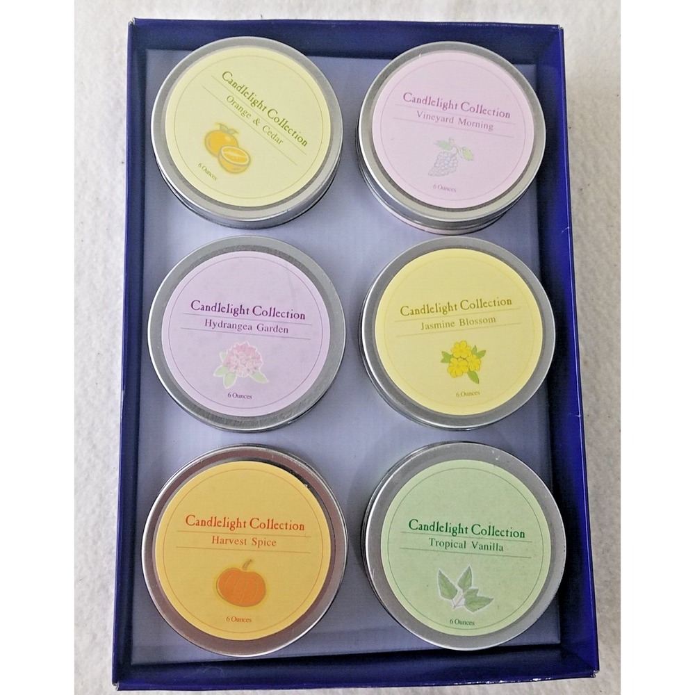 Candlelight collection six fragrance candle tins in box Books are fun 6 ounce
